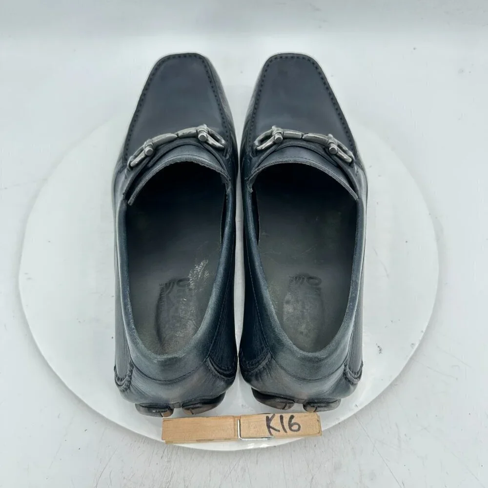 Salvatore Ferragamo Men Size 8.5EE Dark Green Leather Horsebit Loafer Shoes
